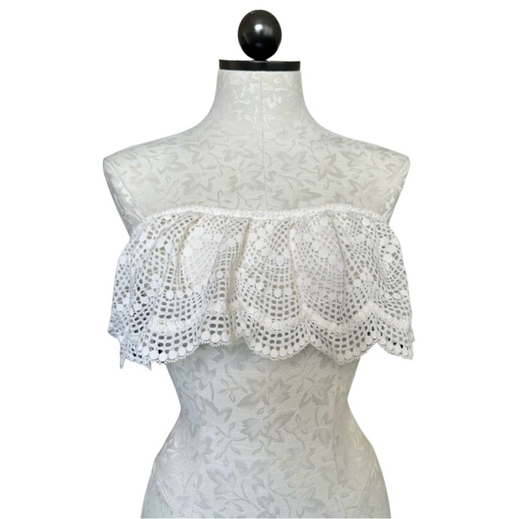 Victoria’s Secret Cream Eyelet Lace Bandeau Bralette Scalloped Strapless Size L - Picture 11 of 12